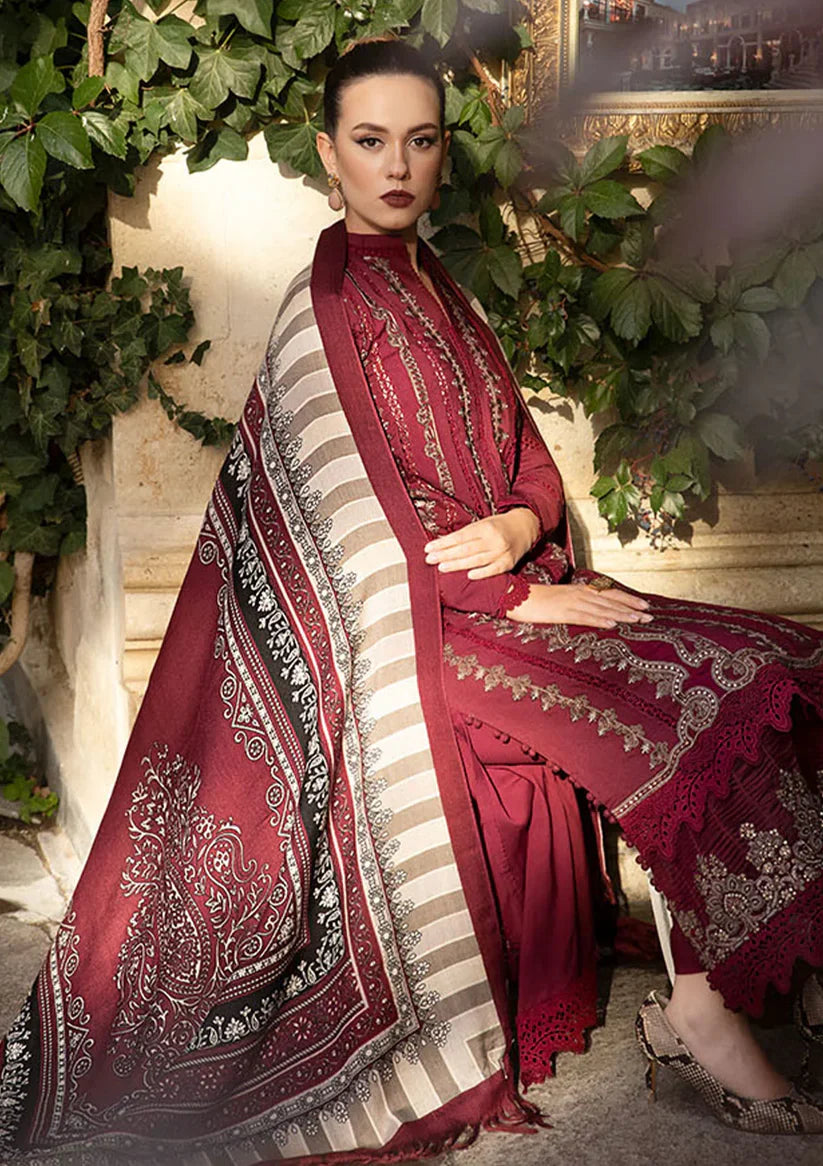 MARIA B-3PC LAWN EMBROIDERED SHIRT WITH MONARK PRINT DUPATTA AND LAWN TROUSER-D-3520