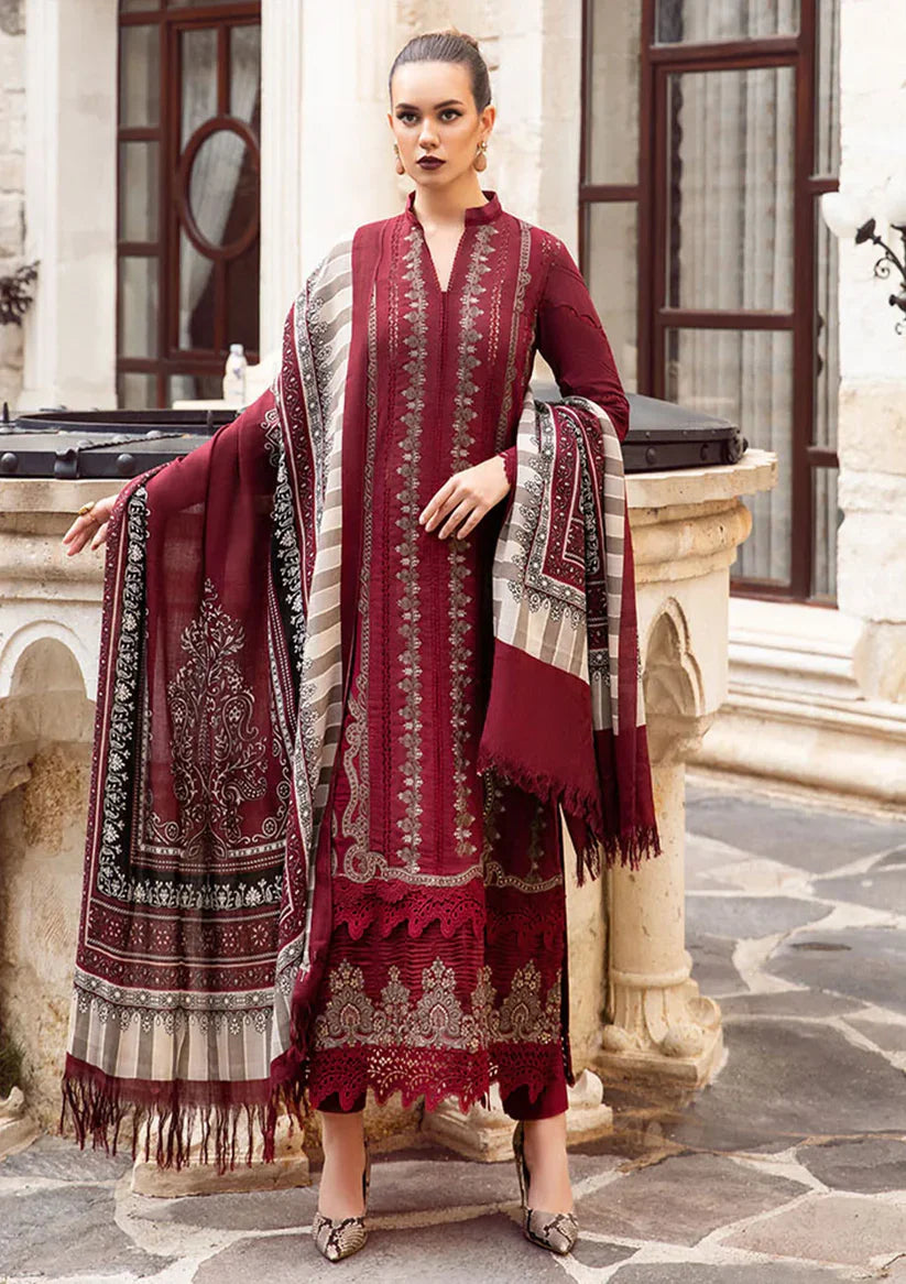 MARIA B-3PC LAWN EMBROIDERED SHIRT WITH MONARK PRINT DUPATTA AND LAWN TROUSER-D-3520