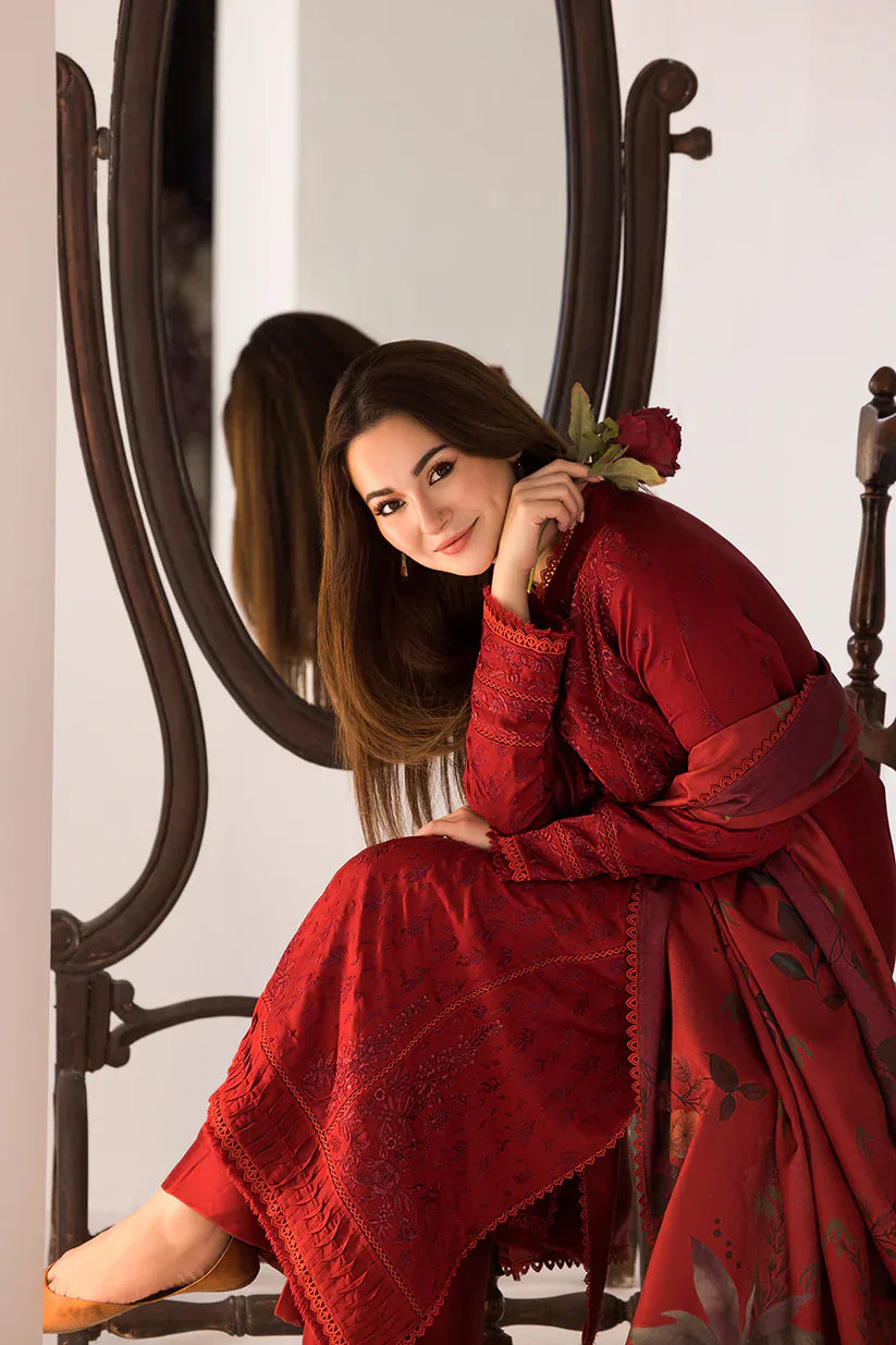 SOBIA NAZIR- 3PC LAWN EMBROIDERED SHIRT WITH MONARK PRINTED DUPATTA AND TROUSER-D-3614