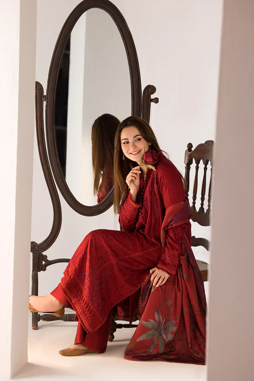 SOBIA NAZIR- 3PC LAWN EMBROIDERED SHIRT WITH MONARK PRINTED DUPATTA AND TROUSER-D-3614