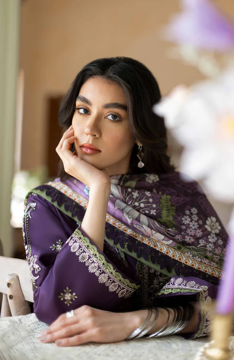 SERAN- 3PC LAWN EMBROIDERED SHIRT MONARK PRINTED DUPATTA AND TROUSER-D-2824