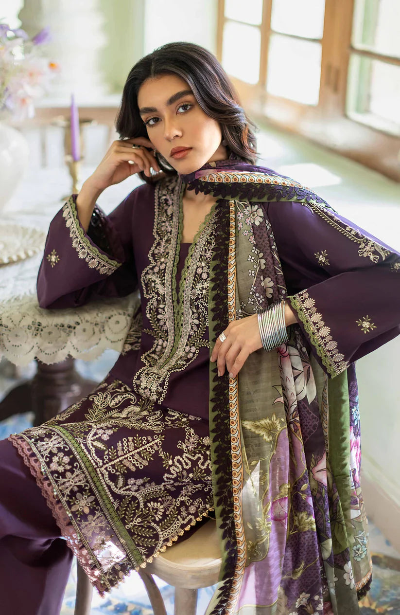 SERAN- 3PC LAWN EMBROIDERED SHIRT MONARK PRINTED DUPATTA AND TROUSER-D-2824