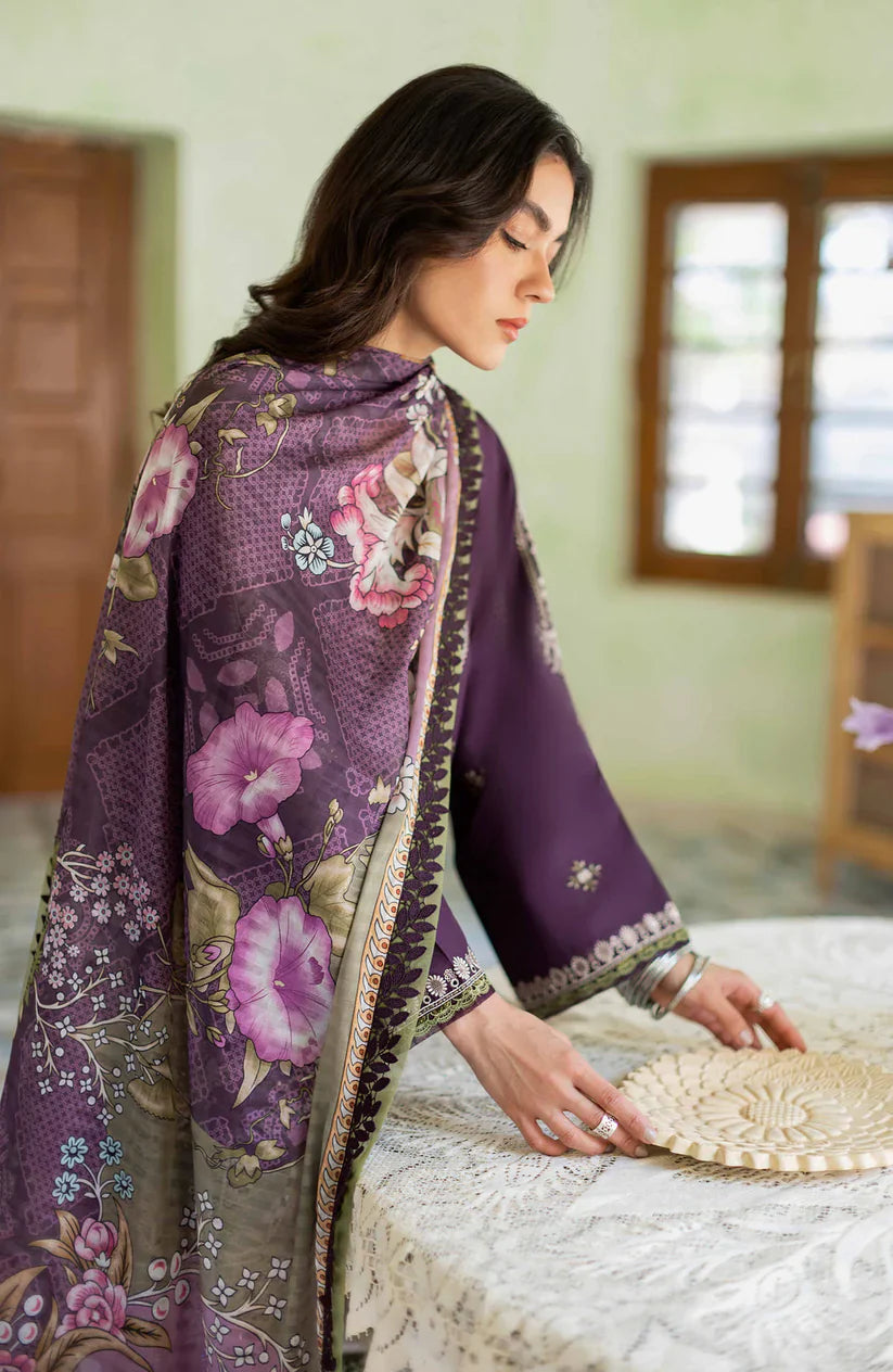 SERAN- 3PC LAWN EMBROIDERED SHIRT MONARK PRINTED DUPATTA AND TROUSER-D-2824