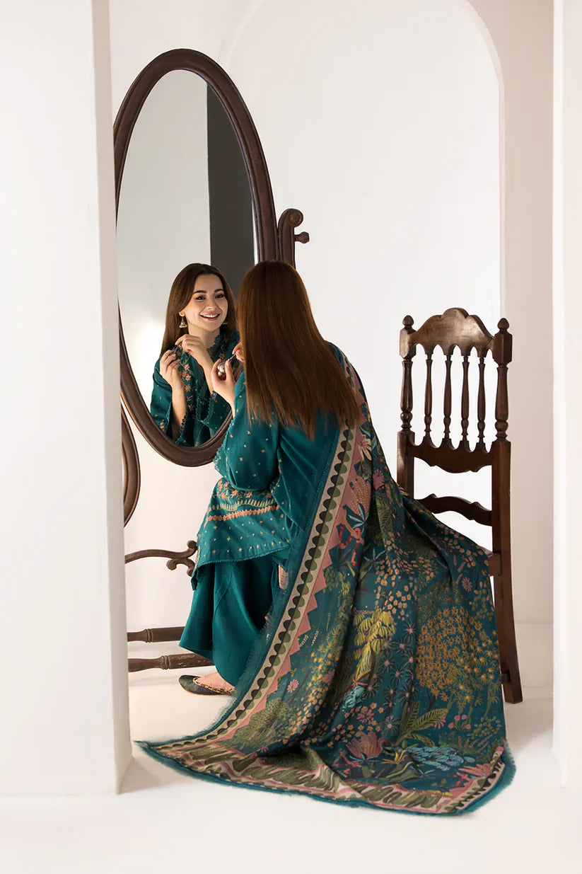 SOBIA NAZIR- 3PC LAWN EMBROIDERED SHIRT WITH MONARK PRINTED DUPATTA AND TROUSER-D-3569