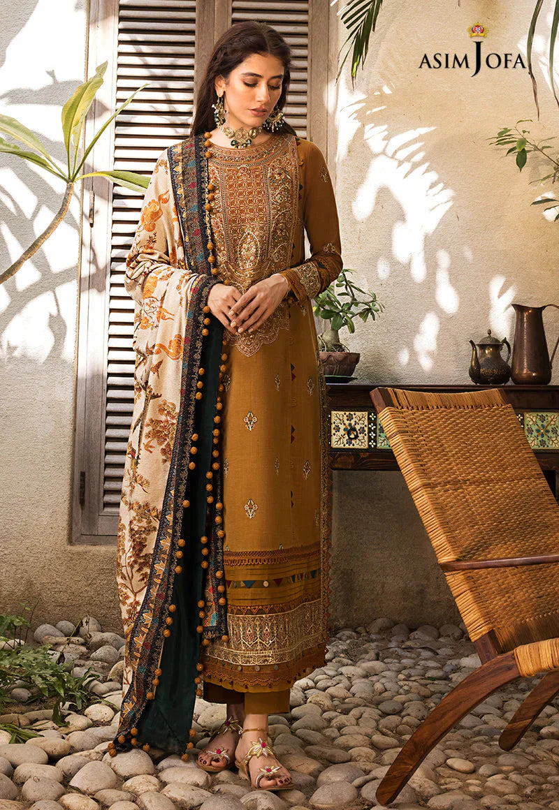 ASIM JOFA-3PC LAWN EMBROIDERED WITH MONARK PTINT DUPATTA & TROUSR-D-3537
