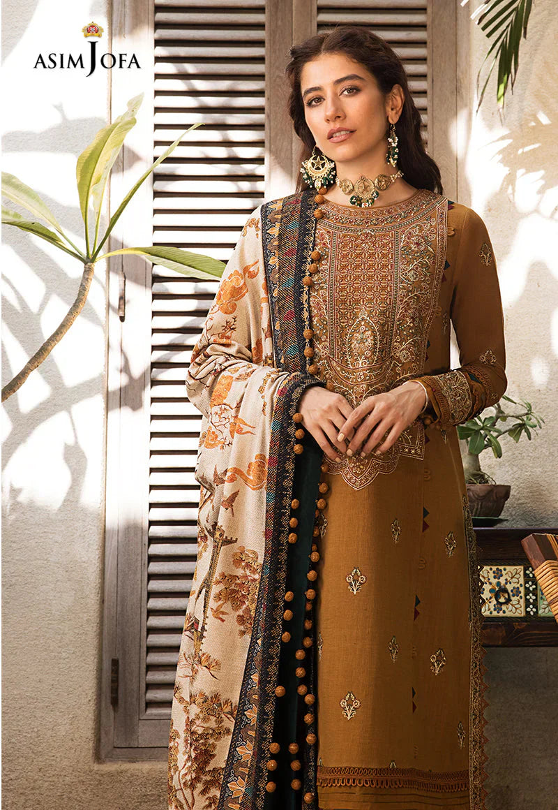 ASIM JOFA-3PC LAWN EMBROIDERED WITH MONARK PTINT DUPATTA & TROUSR-D-3537