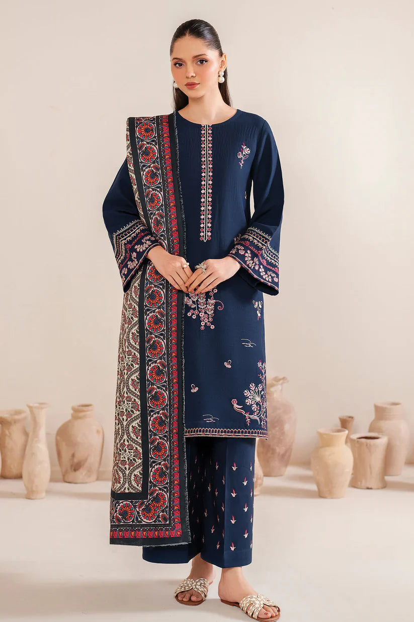 GARNET-3PC LAWN EMBROIDERED SHIRT WITH MONARK PRINT DUPATTA & LAWN TROUSER-D-3540