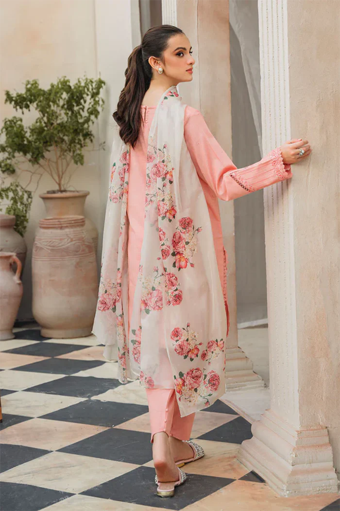 ZIVA-3PC LAWN EMBROIDERED SHIRT WITH MONARK PTRINTED DUPATTA & TROUSER-D-3503