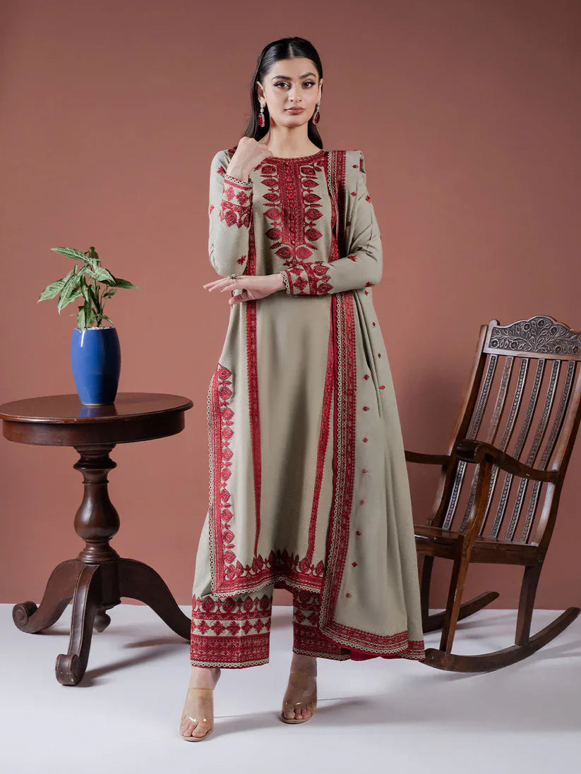 Asim Jofa-Lawn 3pc Embroidered Shirt With Lawn Embroidered Dupatta & Embroidered Trouser-D-3563