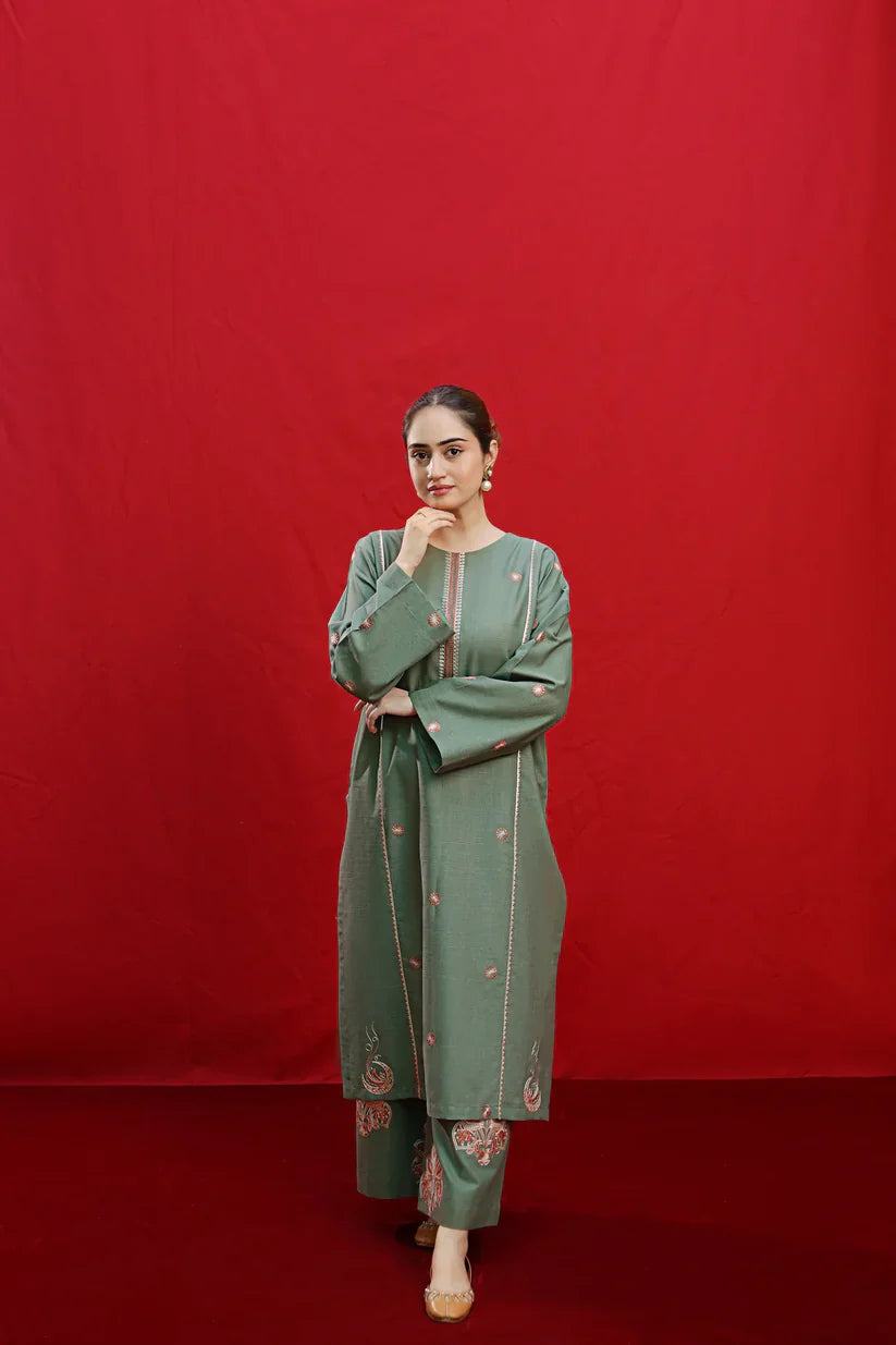URGE-3PC LAWN EMBROIDERED SHIRT WITH MONARK PRINTED DUPATTA & EMB TROUSER-D-3558