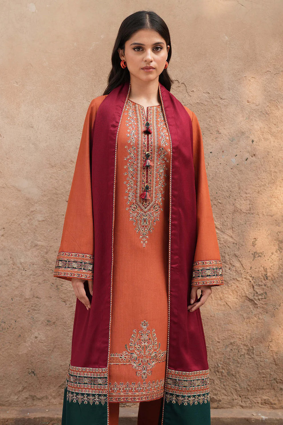 SAPPHIRE-3PC LAWN EMBROIDERED SHIRT WITH EMB WORK LAWN DUPATTA & TROUSER