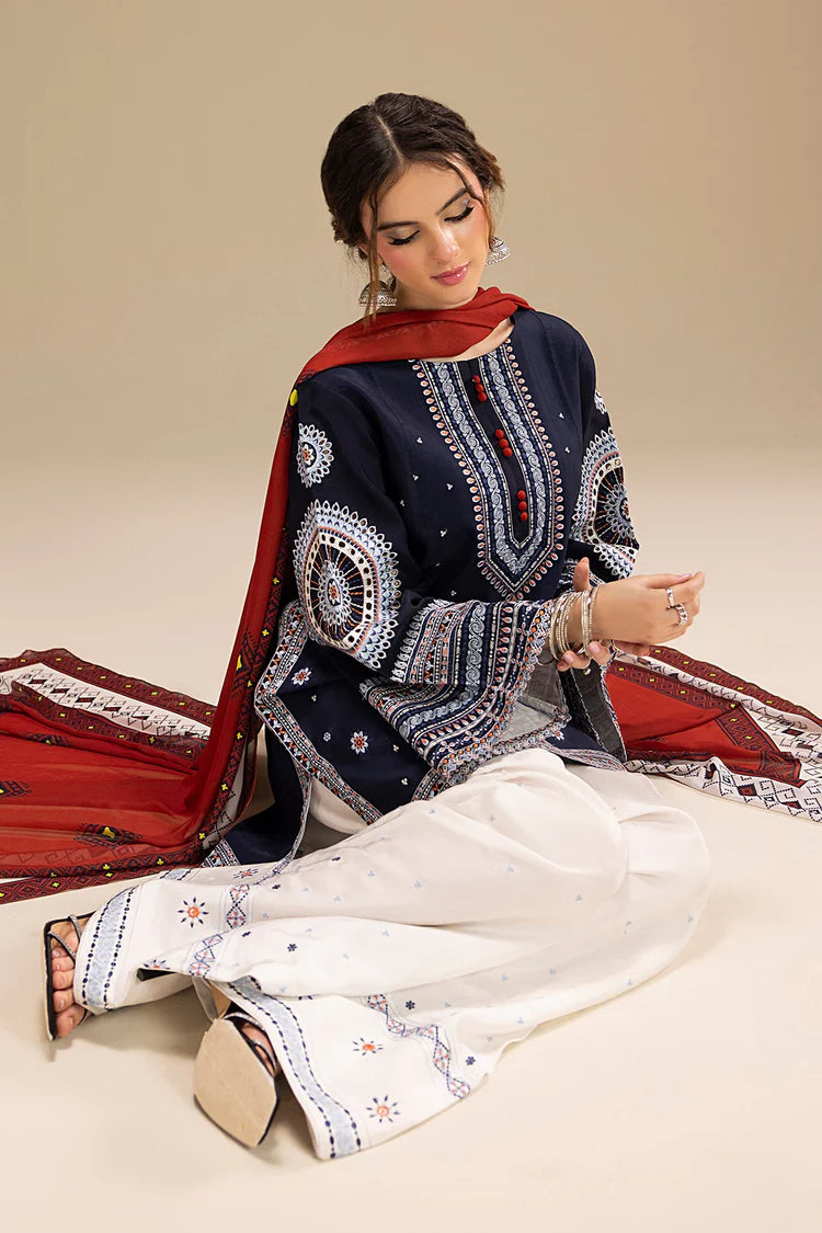 BAROQUE UNSTITCHED 3PC DHANAK EMBROIDERED WITH DIGITAL PRINT SHAWL