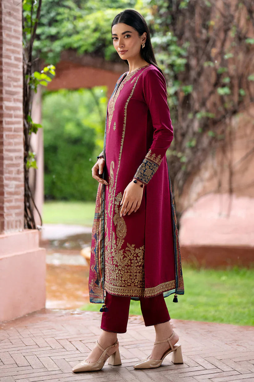 JAZMIN-3PC LAWN EMBROIDERED SHIRT WITH MONARK PRINT DUPATTA AND TROUSER-D-3560