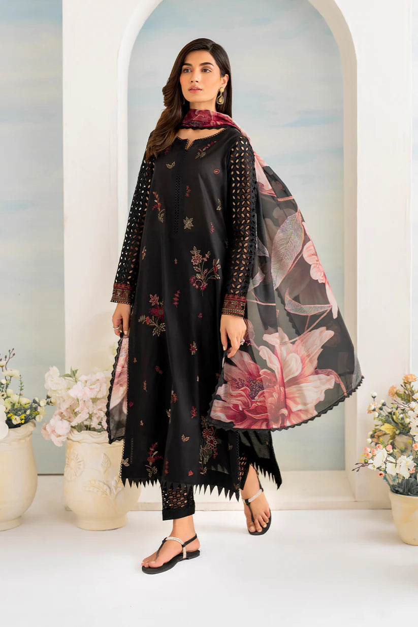 IZNIK- 3PC LAWN EMBROIDERED SHIRT WITH MONARK PRINT DUPATTA AND EMB TROUSER-D-3502