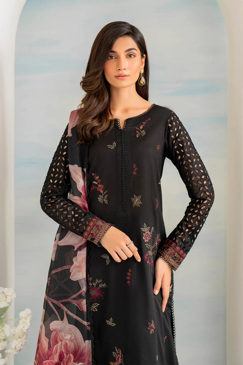 IZNIK- 3PC LAWN EMBROIDERED SHIRT WITH MONARK PRINT DUPATTA AND EMB TROUSER-D-3502