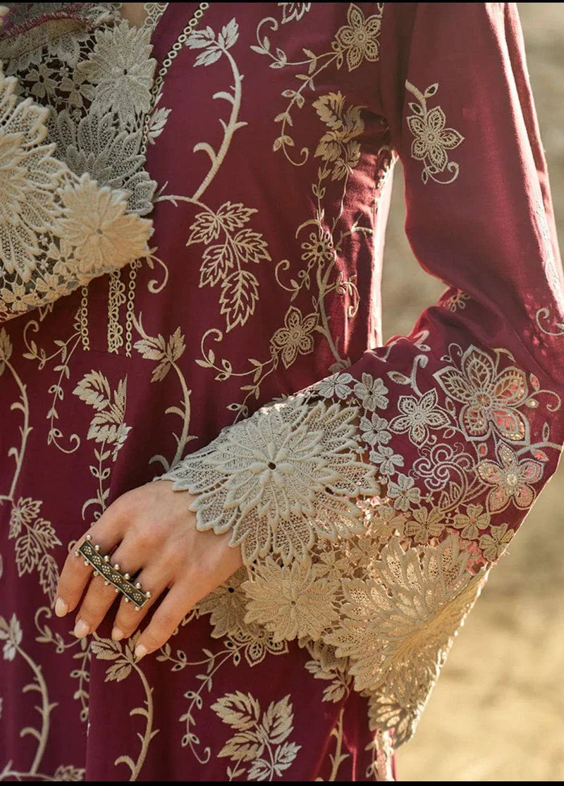 IMAGE-3PC LAWN EMBROIDERED SHIRT WITH MONARK PRINTED DUPATTA & TROUSER-D-3598