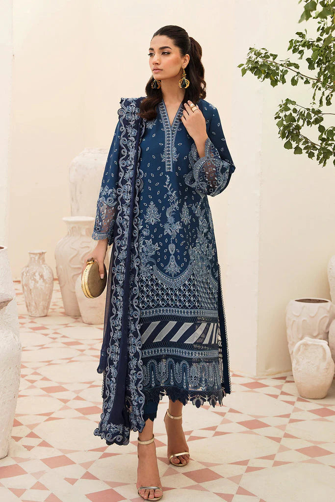 AFROZE-3PC LAWN EMBROIDERED SHIRT WITH CHIFFON EMBROIDERED DUPATTA AND TROUSER-D-3596