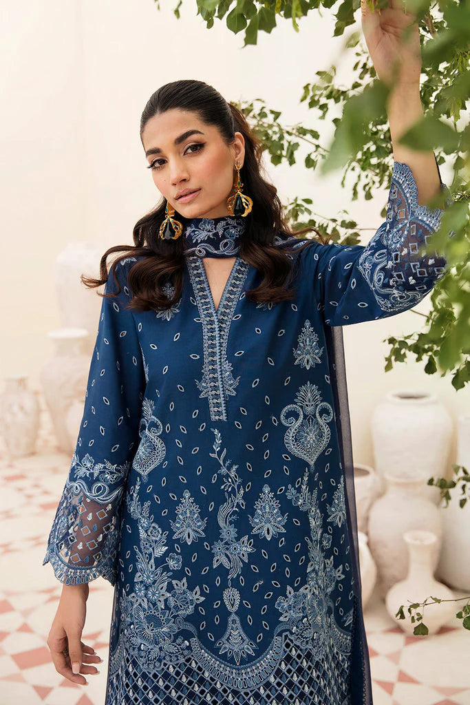 AFROZE-3PC LAWN EMBROIDERED SHIRT WITH CHIFFON EMBROIDERED DUPATTA AND TROUSER-D-3596