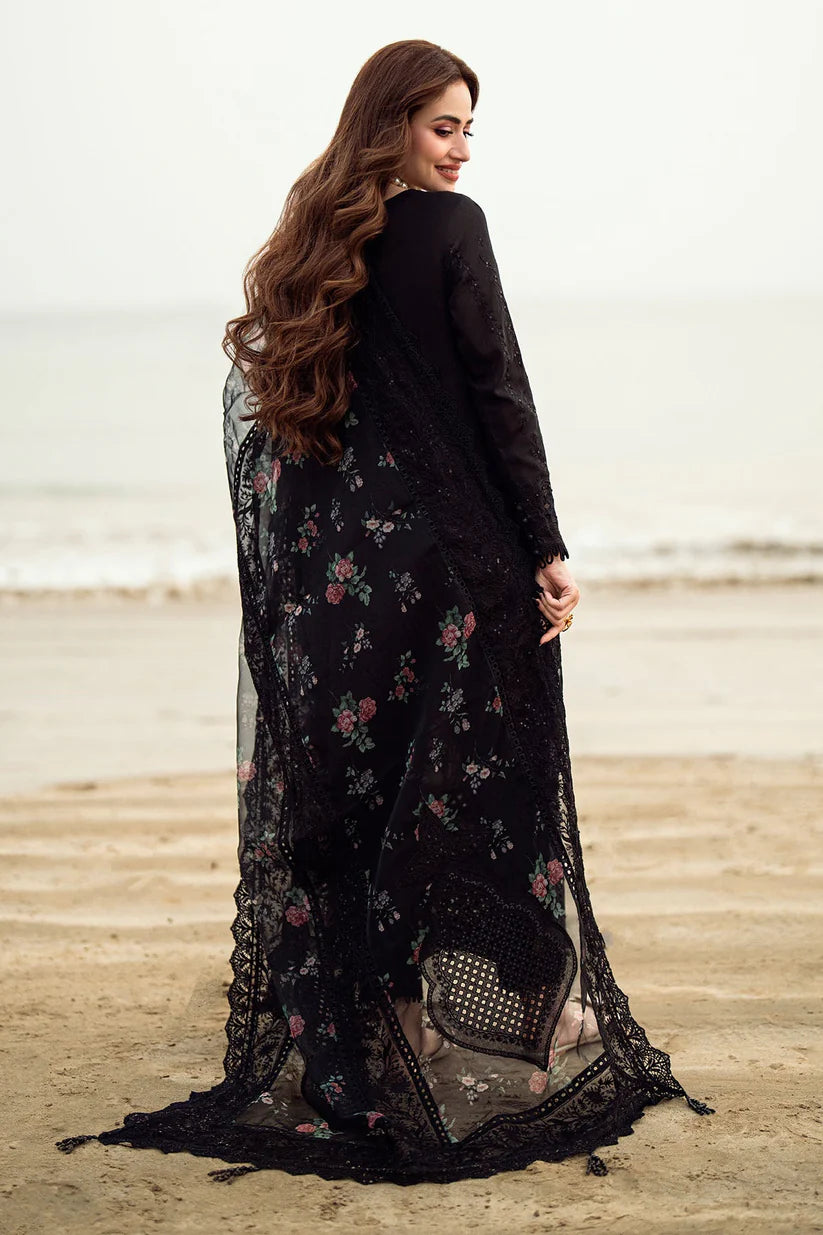 NUREH-3PC LAWN CHIKENKARI LASER EMBROIDERED SHIRT WITH ORGANZA EMBROIDERED PRINT DUPATTA-3667-EID FESTIVE