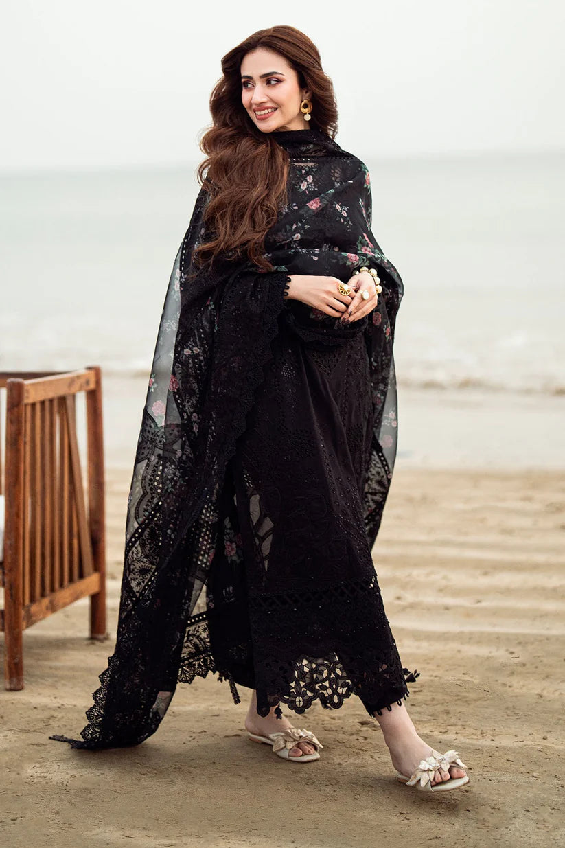 NUREH-3PC LAWN CHIKENKARI LASER EMBROIDERED SHIRT WITH ORGANZA EMBROIDERED PRINT DUPATTA-3667-EID FESTIVE