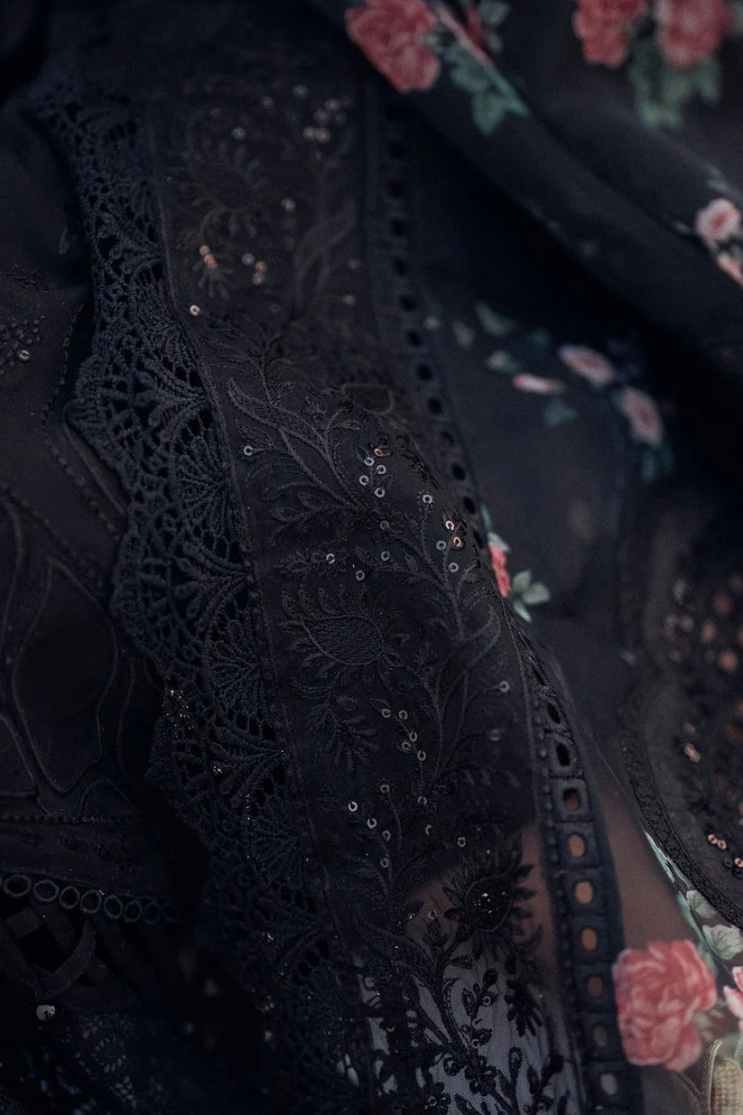 NUREH-3PC LAWN CHIKENKARI LASER EMBROIDERED SHIRT WITH ORGANZA EMBROIDERED PRINT DUPATTA-3667-EID FESTIVE