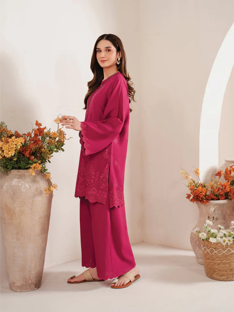 GARNET-3PC LAWN EMBROIDERED SHIRT WITH MONARK PRINT DUPATTA AND EMB TROUSER-D-3660