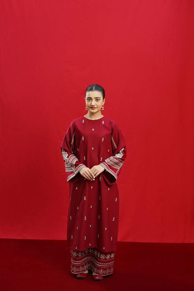 URGE-3PC LAWN EMBROIDERED SHIRT WITH MONARK PRINTED DUPATTA & EMB TROUSER-D-3574