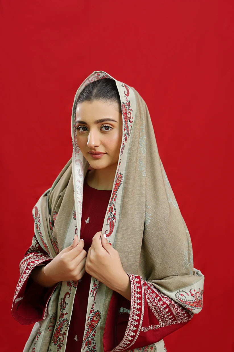 URGE-3PC LAWN EMBROIDERED SHIRT WITH MONARK PRINTED DUPATTA & EMB TROUSER-D-3574