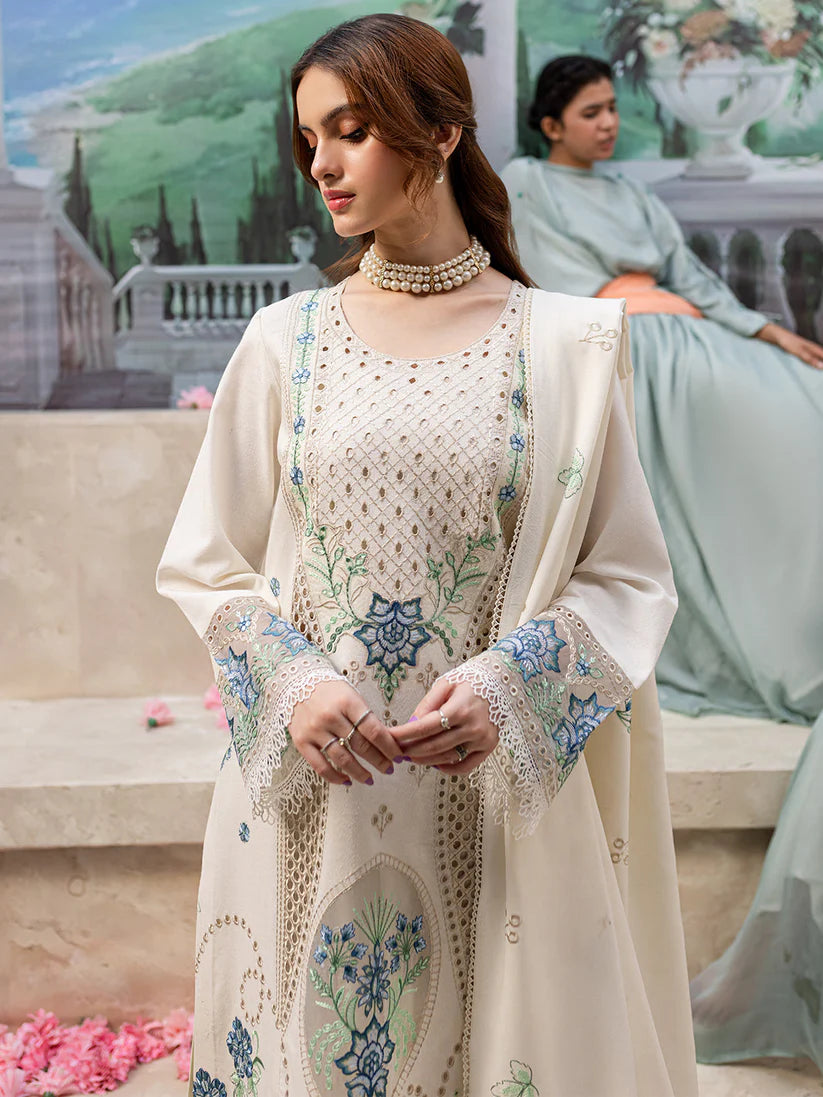 JAZMIN-3PC LAWN LASER EMBROIDERED SHIRT WITH LAWN LASER CUT EMBROIDERED READY TO WEAR DUPATTA-D-3650