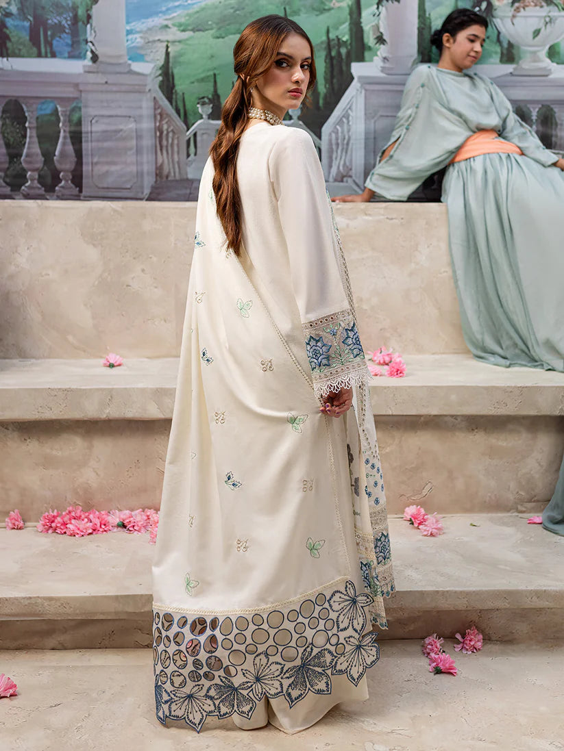 JAZMIN-3PC LAWN LASER EMBROIDERED SHIRT WITH LAWN LASER CUT EMBROIDERED READY TO WEAR DUPATTA-D-3650