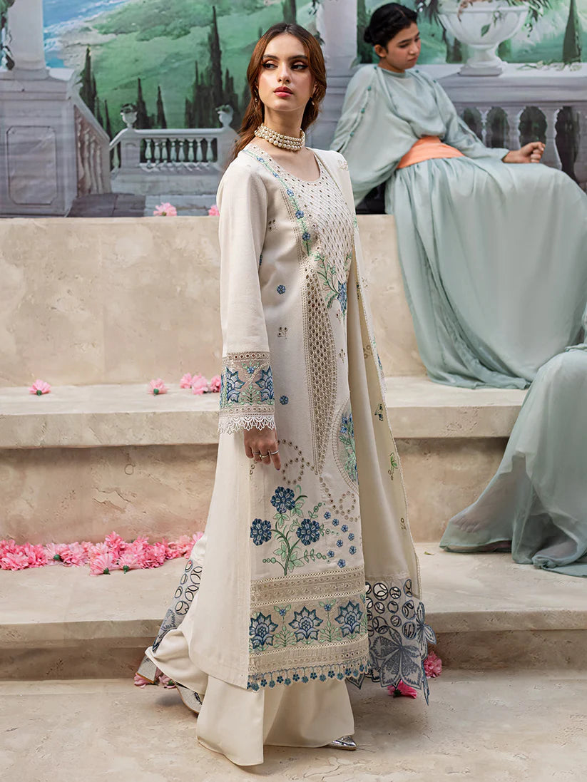 JAZMIN-3PC LAWN LASER EMBROIDERED SHIRT WITH LAWN LASER CUT EMBROIDERED READY TO WEAR DUPATTA-D-3650