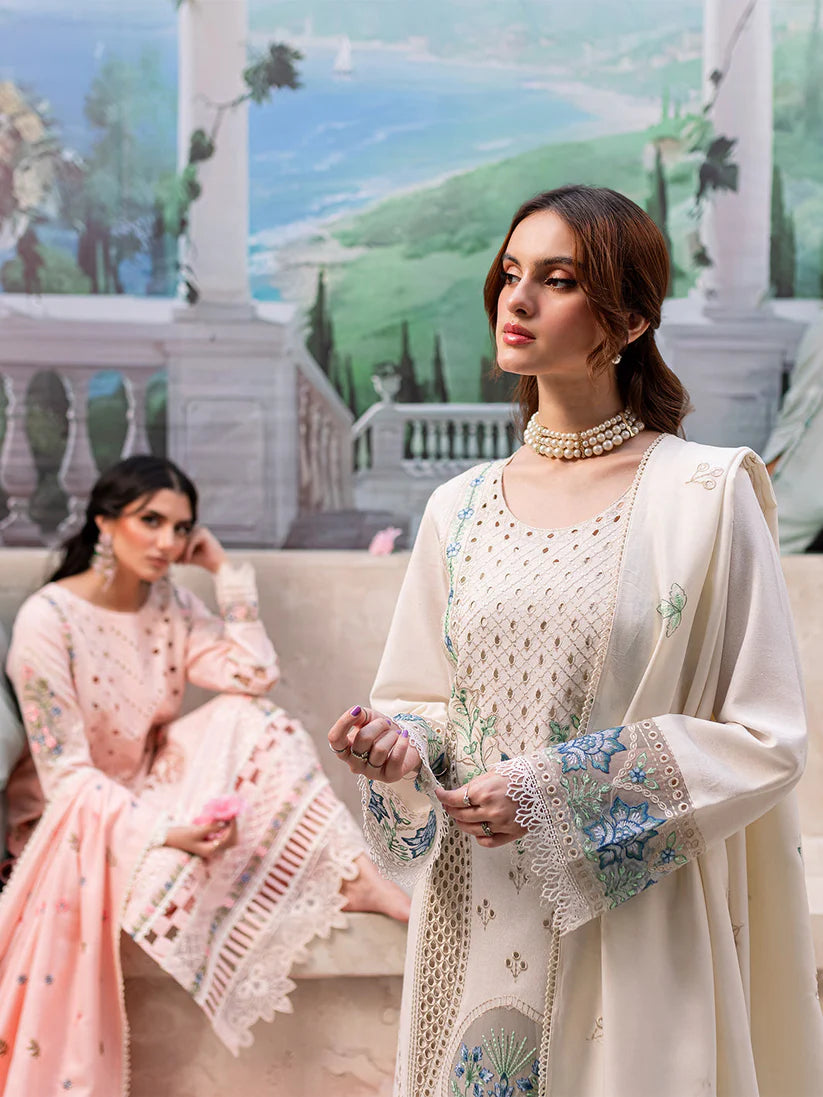 JAZMIN-3PC LAWN LASER EMBROIDERED SHIRT WITH LAWN LASER CUT EMBROIDERED READY TO WEAR DUPATTA-D-3650