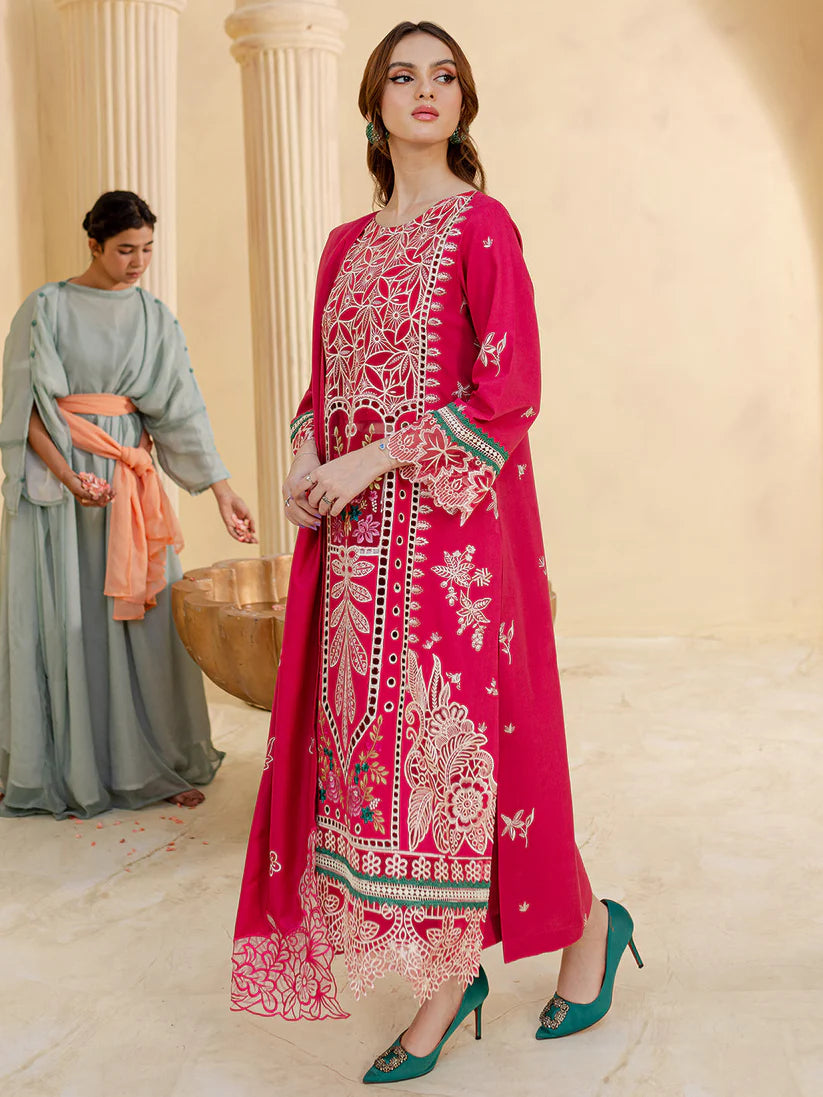 JAZMIN-3PC LAWN LASER EMBROIDERED SHIRT WITH LAWN LASER EMBROIDERED READY TO WEAR DUPATTA-D-3649