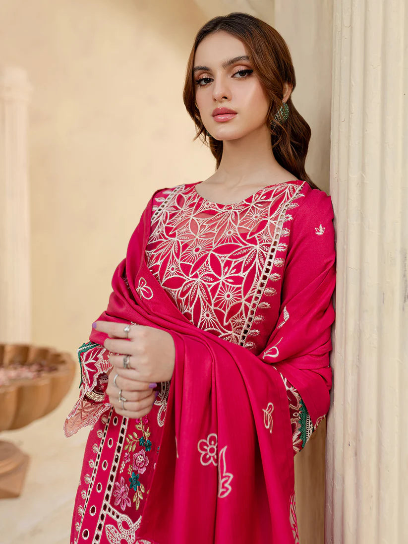 JAZMIN-3PC LAWN LASER EMBROIDERED SHIRT WITH LAWN LASER EMBROIDERED READY TO WEAR DUPATTA-D-3649