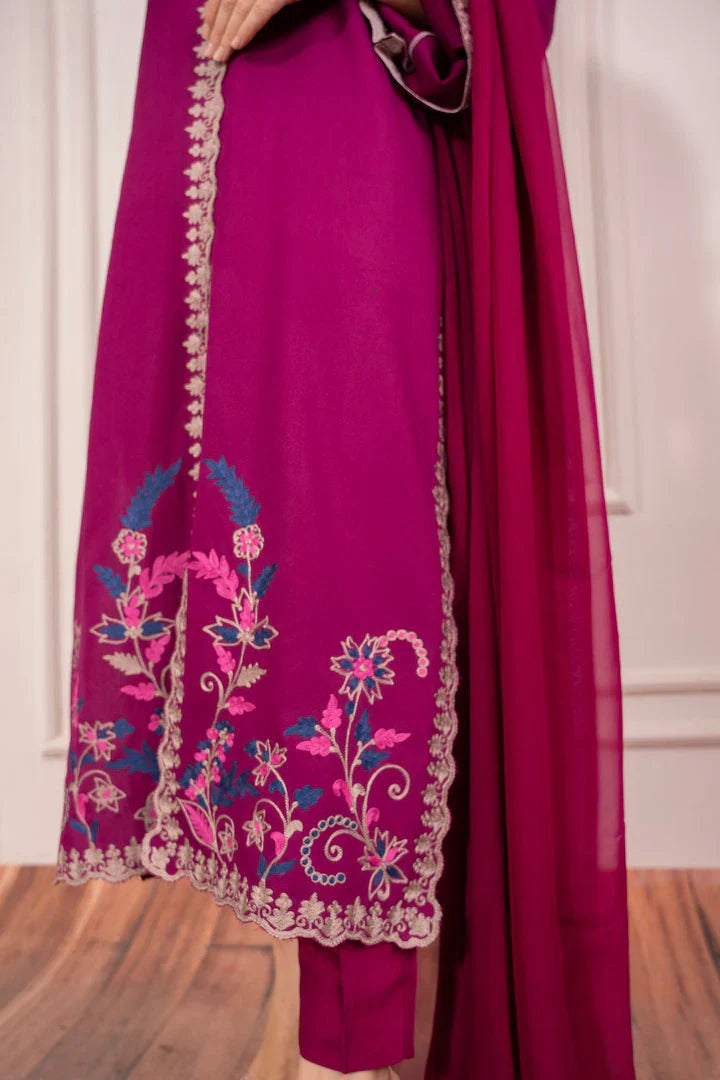 Asim Jofa-Lawn 3pc Embroidered Shirt With Bamber Chiffon Dupatta & Trouser-D-3567