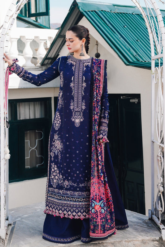 Hussain Rehar Unstitched Dhanak 3PC With Printed Shawl