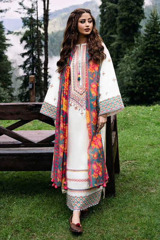 SAPPHIRE-LAWN 3PC-EMBROIDERED SHIRT WITH MONARK PRINT DUPATTA & TROUSER-D-3573