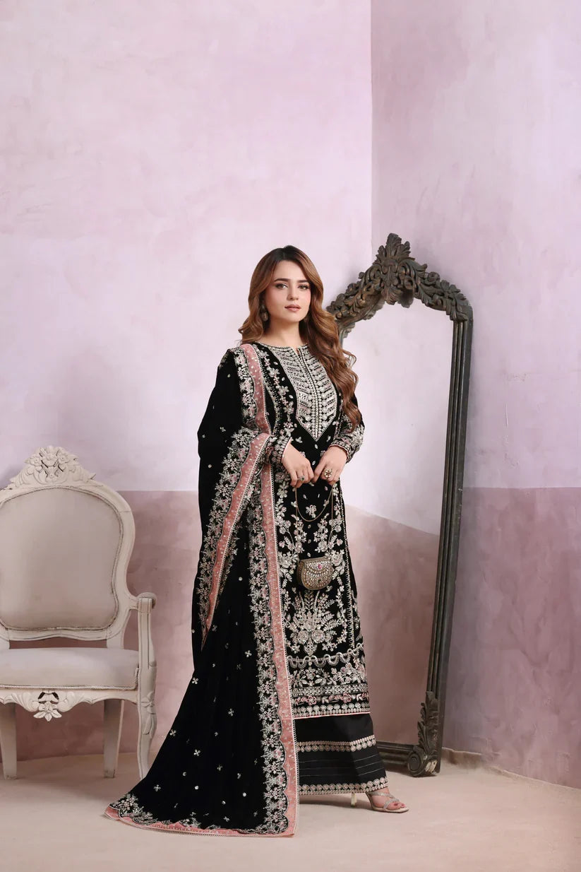 ANEELAS - 3PC Luxury Velvet Embroidered Suit (SYT-526)
