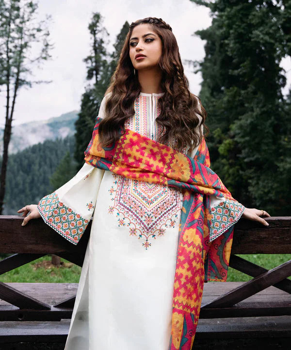 SAPPHIRE-LAWN 3PC-EMBROIDERED SHIRT WITH MONARK PRINT DUPATTA & TROUSER-D-3573