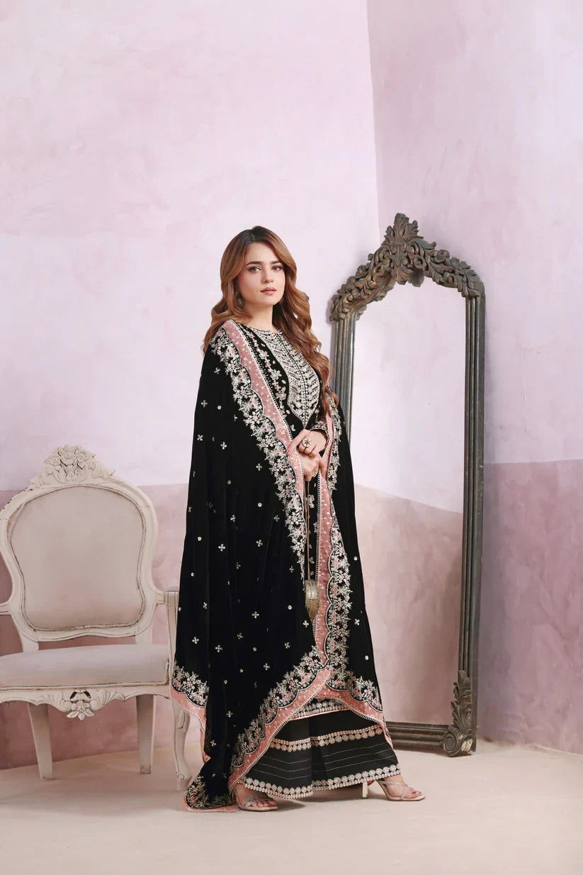 ANEELAS - 3PC Luxury Velvet Embroidered Suit (SYT-526)