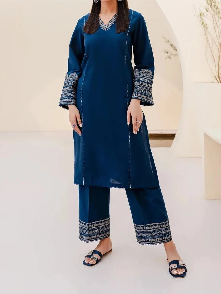 ETHNIC - 2PC Luxury Dhanak Marina Embroidered Suit (SYT-530)