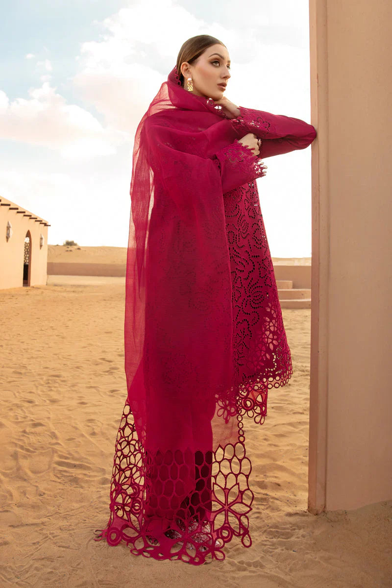 RANG RASIYA-CHIKAN KARI 3PC EMBROIDERED LAWN SHIRT WITH ORGANZA EMBROIDERED DUPATTA AND TROUSER -D-2885