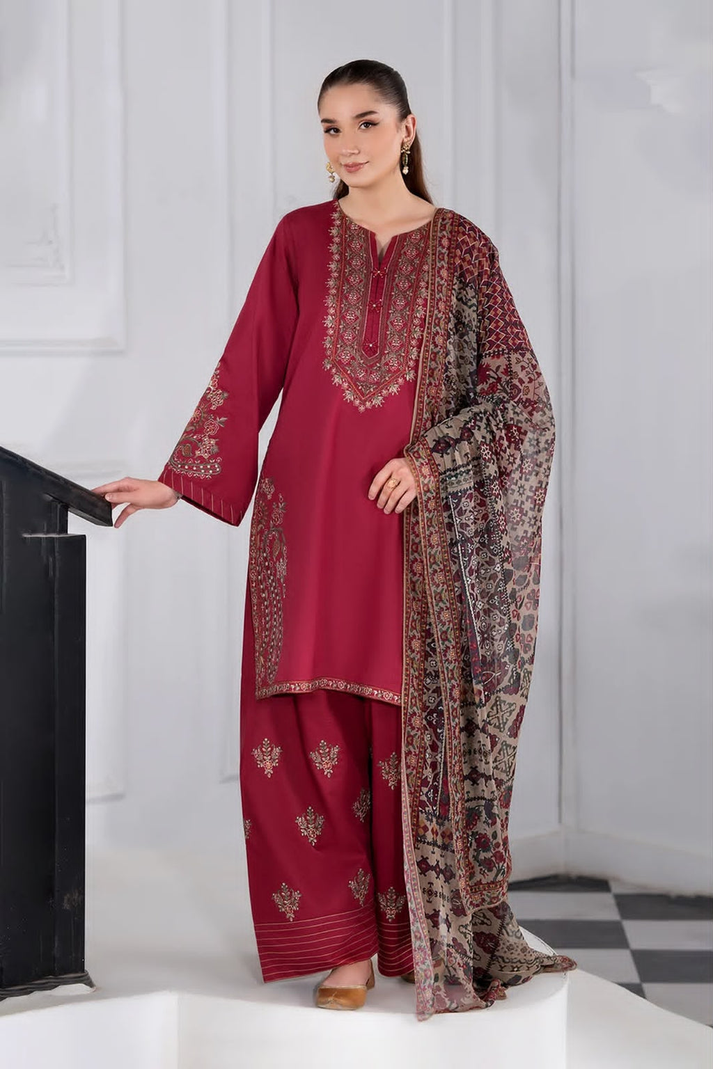MARIA B - 3PC Luxury Dhanak Embroidered Suit (SYT-536)