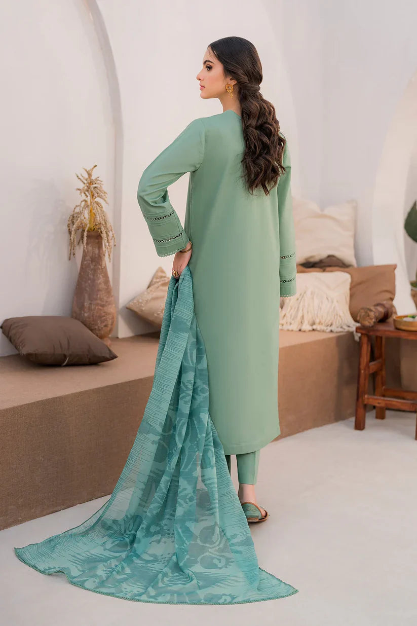HANA- 3PC LAWN EMBROIDERED SHIRT WITH MONARK PRINT DUPATTA AND TROUSER-D-2867