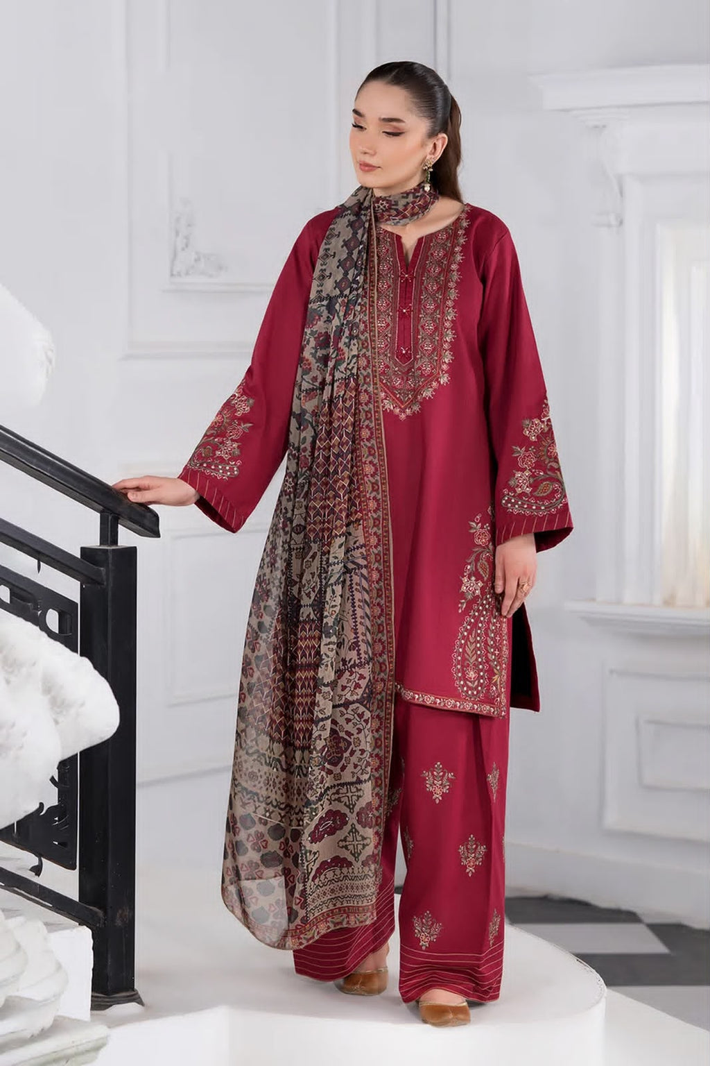 MARIA B - 3PC Luxury Dhanak Embroidered Suit (SYT-536)