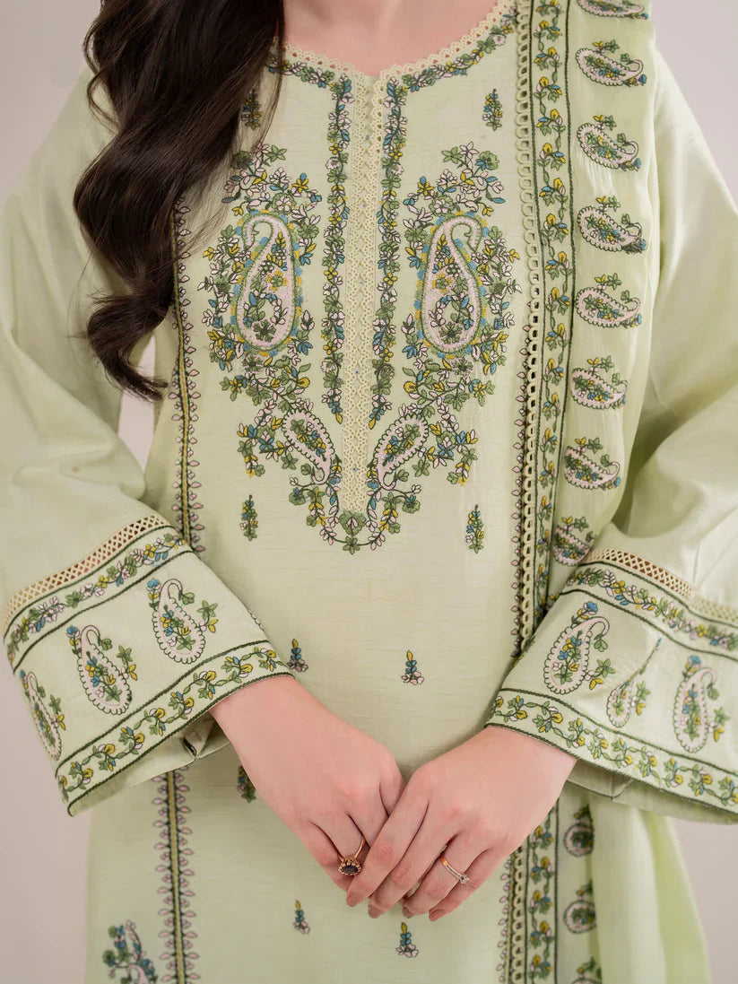 GARNET-3PC LAWN EMBROIDERED SHIRT WITH LAWN EMBROIDERED DUPATTA AND LAWN TROUSER-D-3565