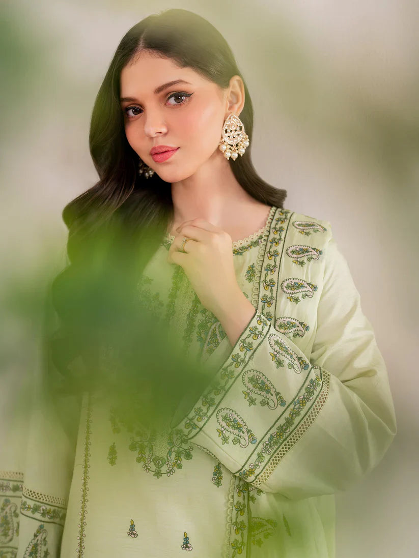 GARNET-3PC LAWN EMBROIDERED SHIRT WITH LAWN EMBROIDERED DUPATTA AND LAWN TROUSER-D-3565