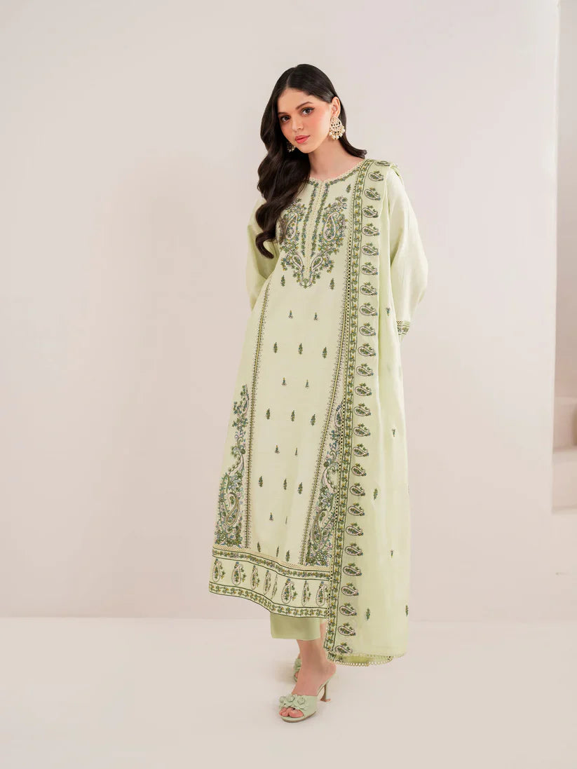 GARNET-3PC LAWN EMBROIDERED SHIRT WITH LAWN EMBROIDERED DUPATTA AND LAWN TROUSER-D-3565