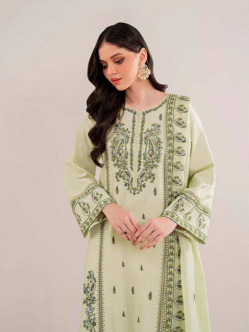 GARNET-3PC LAWN EMBROIDERED SHIRT WITH LAWN EMBROIDERED DUPATTA AND LAWN TROUSER-D-3565