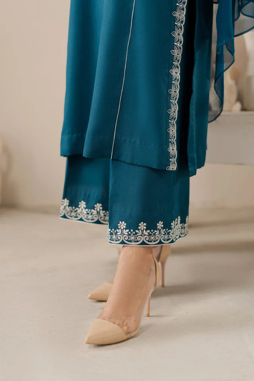 Vintage-Lawn 3pc Embroidered Shirt With Bamber Chiffon Dupatta & Embroidered Trouser-D-3568